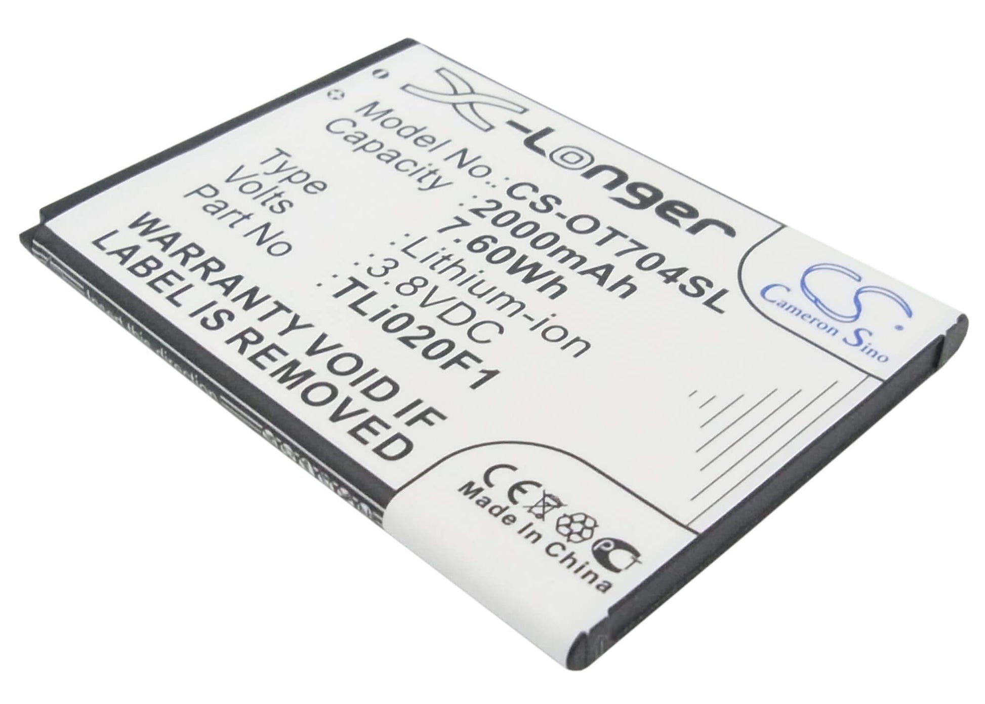 3.8V, 2000mAh, Li-ion Battery fits Alcatel, 5044, 5044d, 7.6Wh