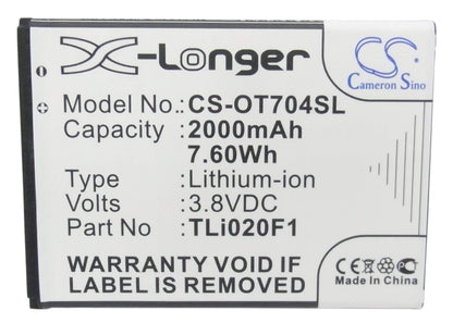 3.8V, 2000mAh, Li-ion Battery fits Tcl, A450tl, J720, 7.6Wh