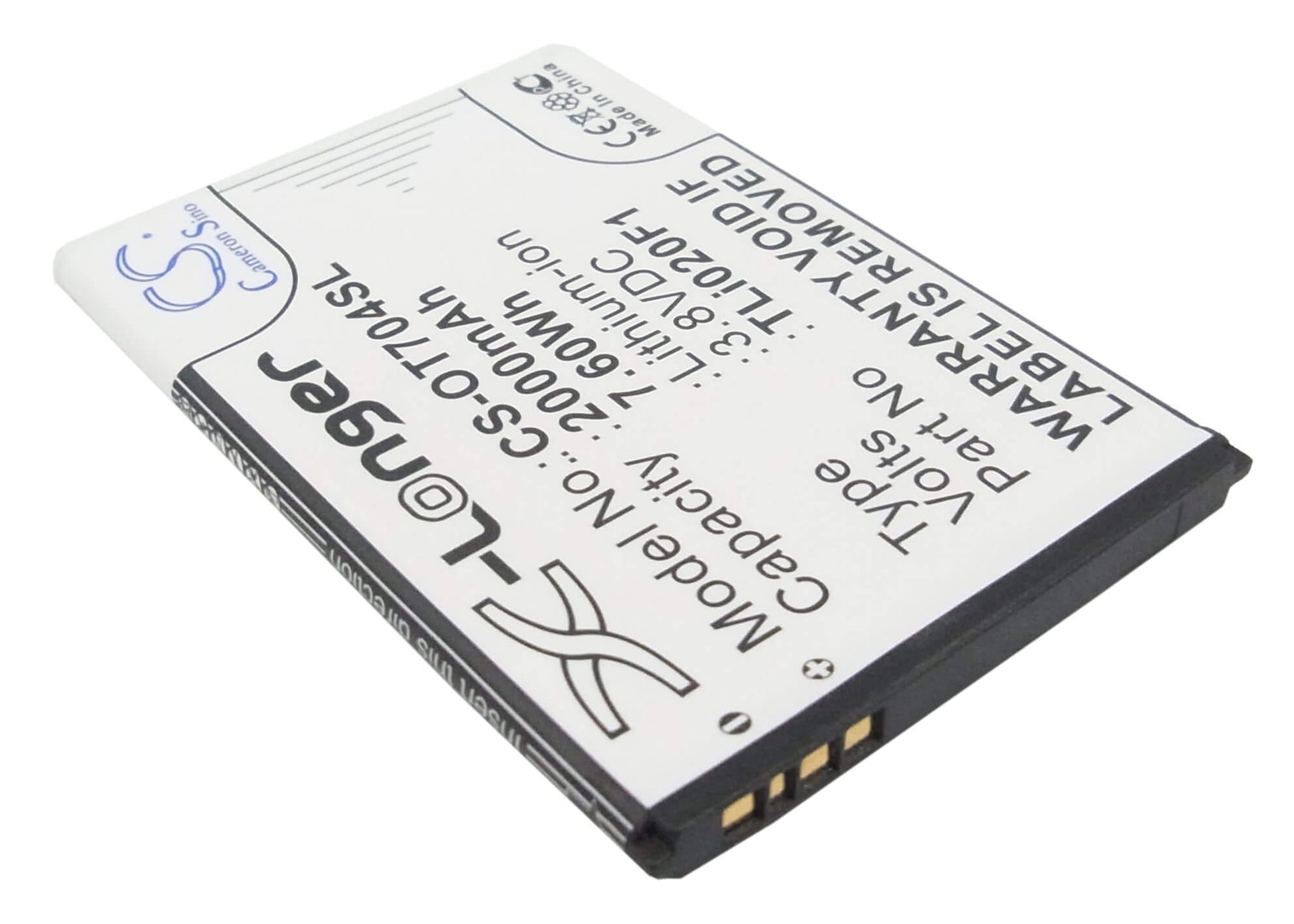 3.8V, 2000mAh, Li-ion Battery fits Vodafone, Smart Turbo 7, V500, 7.6Wh