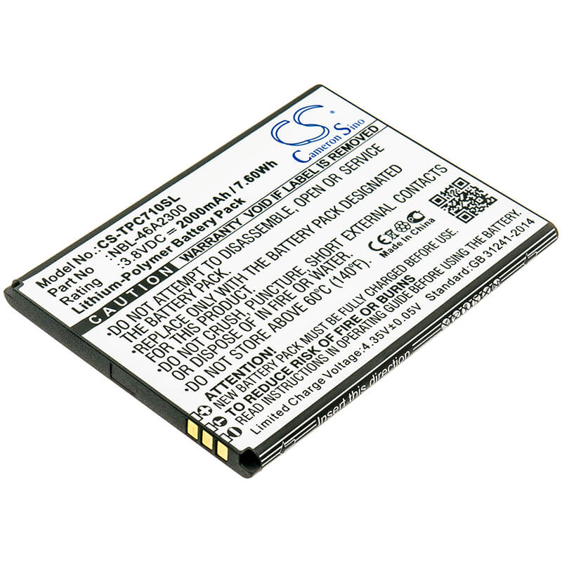 3.8V, 2000mAh, Li-Polymer Battery fits Neffos, C7a, Tp705a, 7.6Wh
