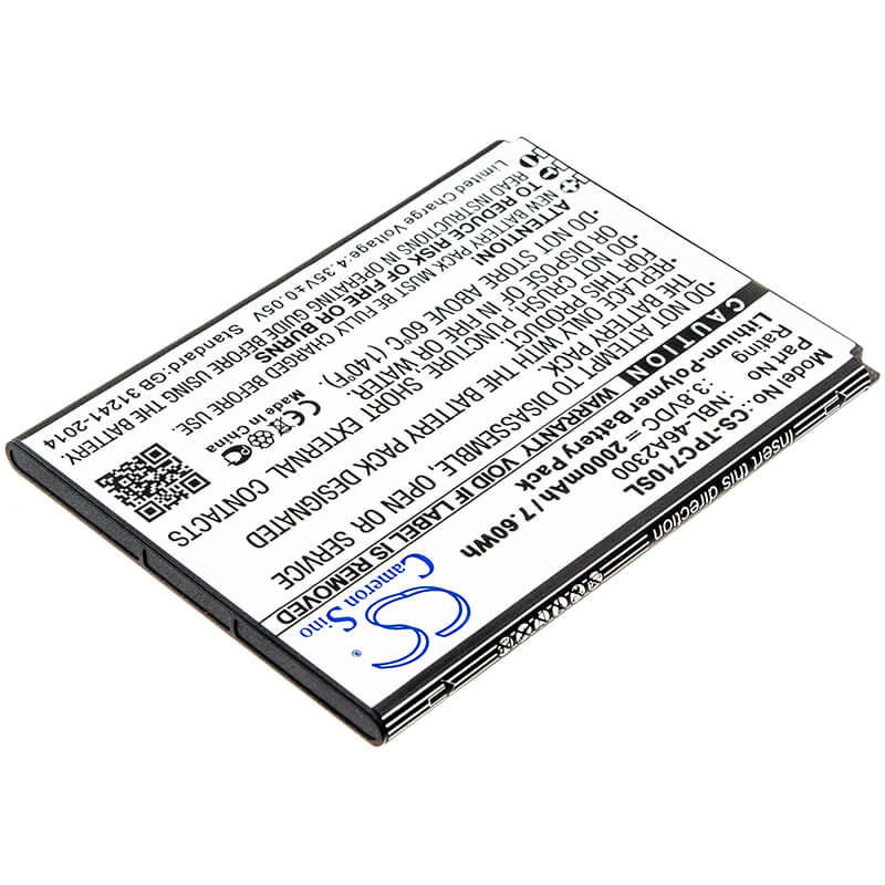 3.8V, 2000mAh, Li-Polymer Battery fits Neffos, C7a, Tp705a, 7.6Wh