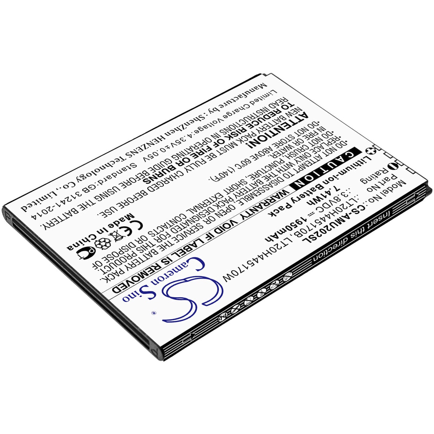 3.8V, 1950mAh, Li-ion Battery fits At&t, Maestro, U202aa, 7.41Wh