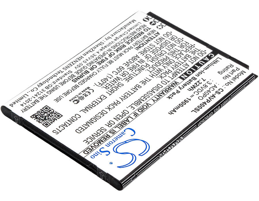 3.8V, 1900mAh, Li-ion Battery fits Archos, 40 Power, 7.22Wh
