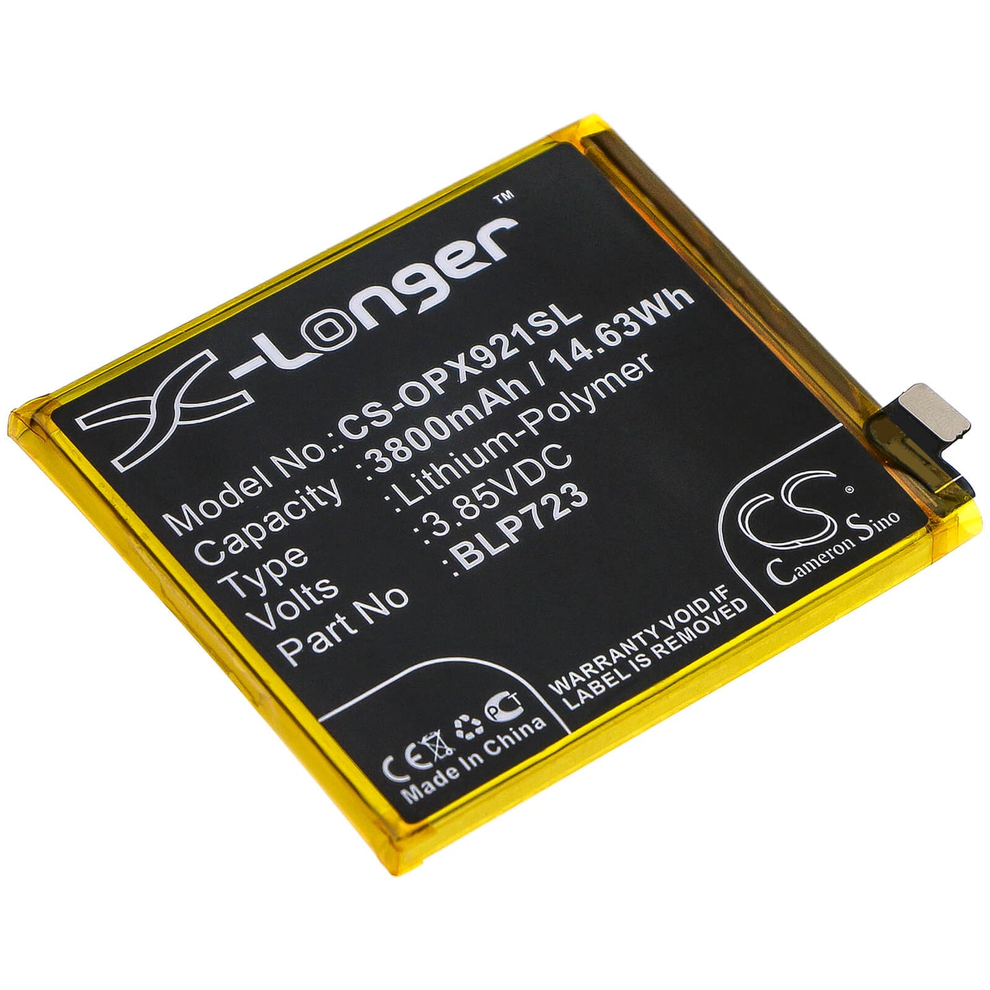 3.85V, 3800mAh, Li-Polymer Battery fits Oppo, Realme Xt, Rmx1921, 14.63Wh