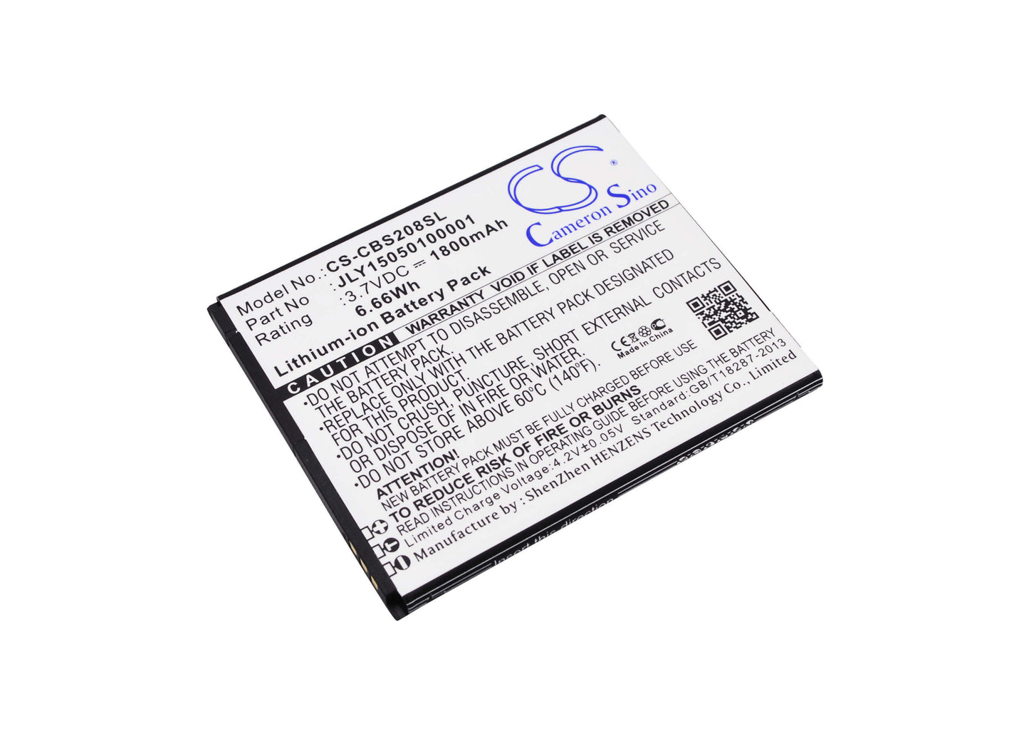 3.7V, 1800mAh, Li-ion Battery fits Alta Calidad, B10, 6.66Wh