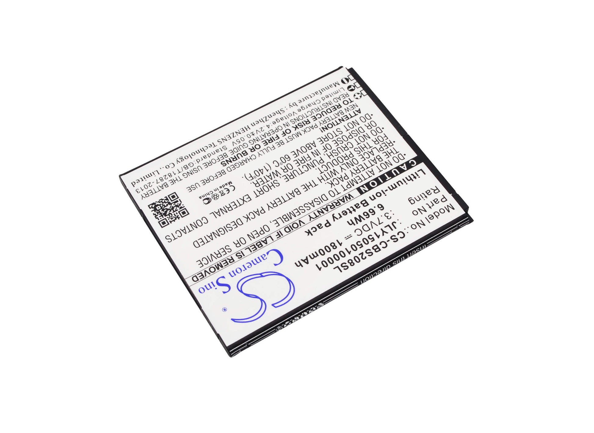 3.7V, 1800mAh, Li-ion Battery fits Cubot, S208, S208a, 6.66Wh