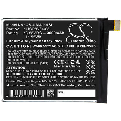 3.85V, 3000mAh, Li-Polymer Battery fits Umi, Umidigi A1 Pro, 11.55Wh