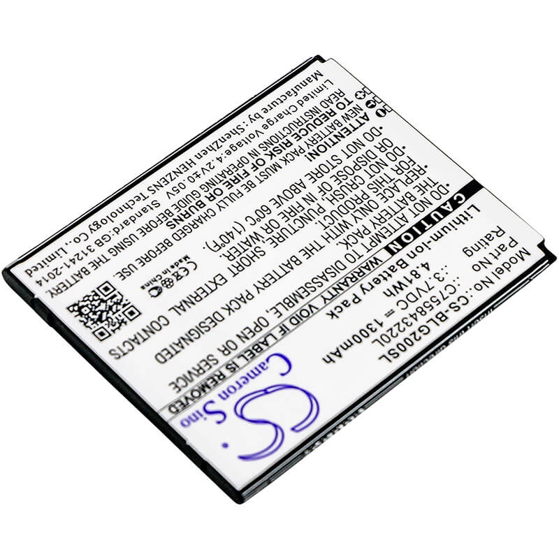 3.7V, 1300mAh, Li-ion Battery fits Blu, S010q, S0250uu, 4.81Wh