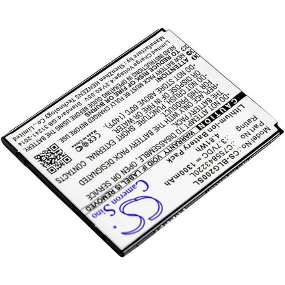 3.7V, 1300mAh, Li-ion Battery fits Blu, S010q, S0250uu, 4.81Wh