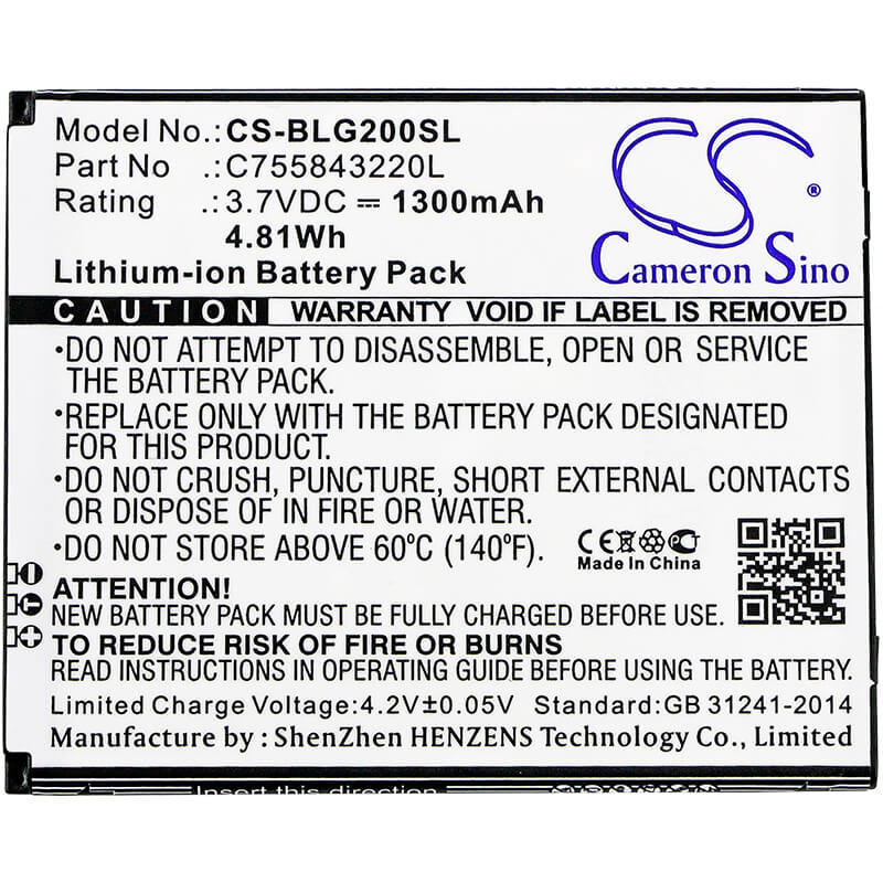 3.7V, 1300mAh, Li-ion Battery fits Blu, S010q, S0250uu, 4.81Wh
