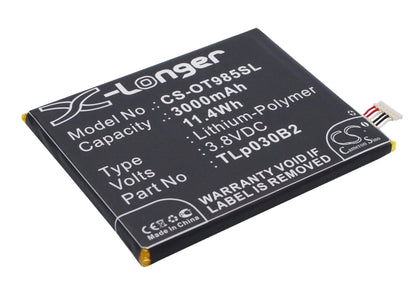 3.8V, 3000mAh, Li-Polymer Battery fits Alcatel, One Touch Flash 2, One Touch Flash 2 Dual Sim, 11.4Wh