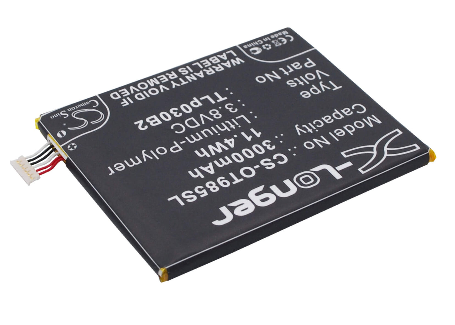3.8V, 3000mAh, Li-Polymer Battery fits Vodafone, Ot-985n, Smart 4 Power, 11.4Wh