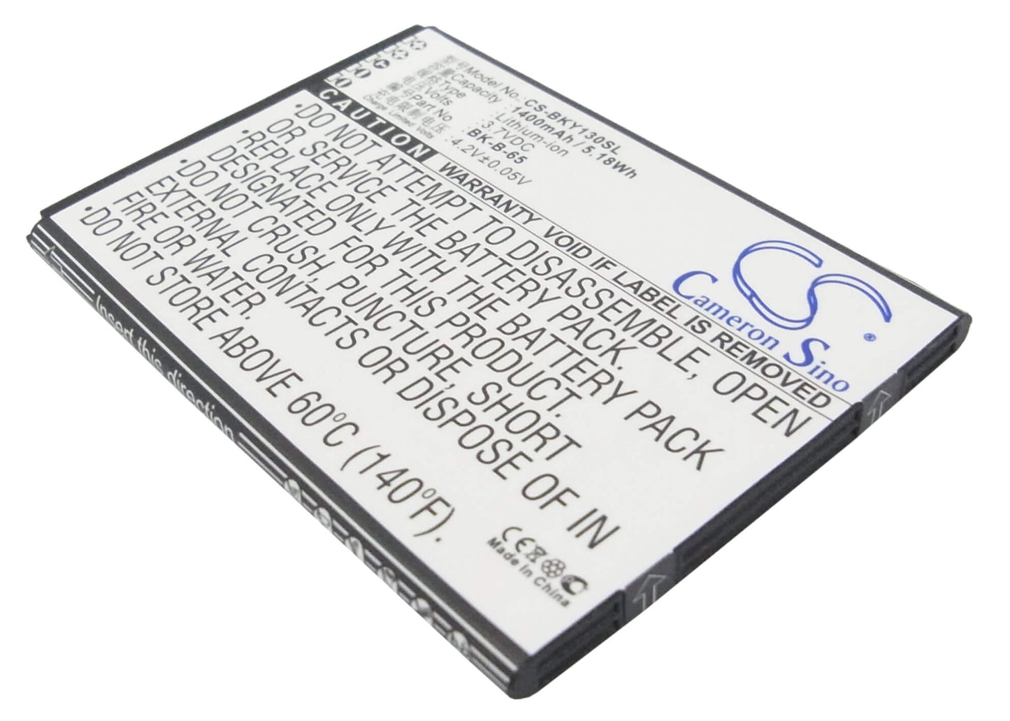 3.7V, 1400mAh, Li-ion Battery fits Bbk, Vivo 15t, Vivo Y13, 5.18Wh
