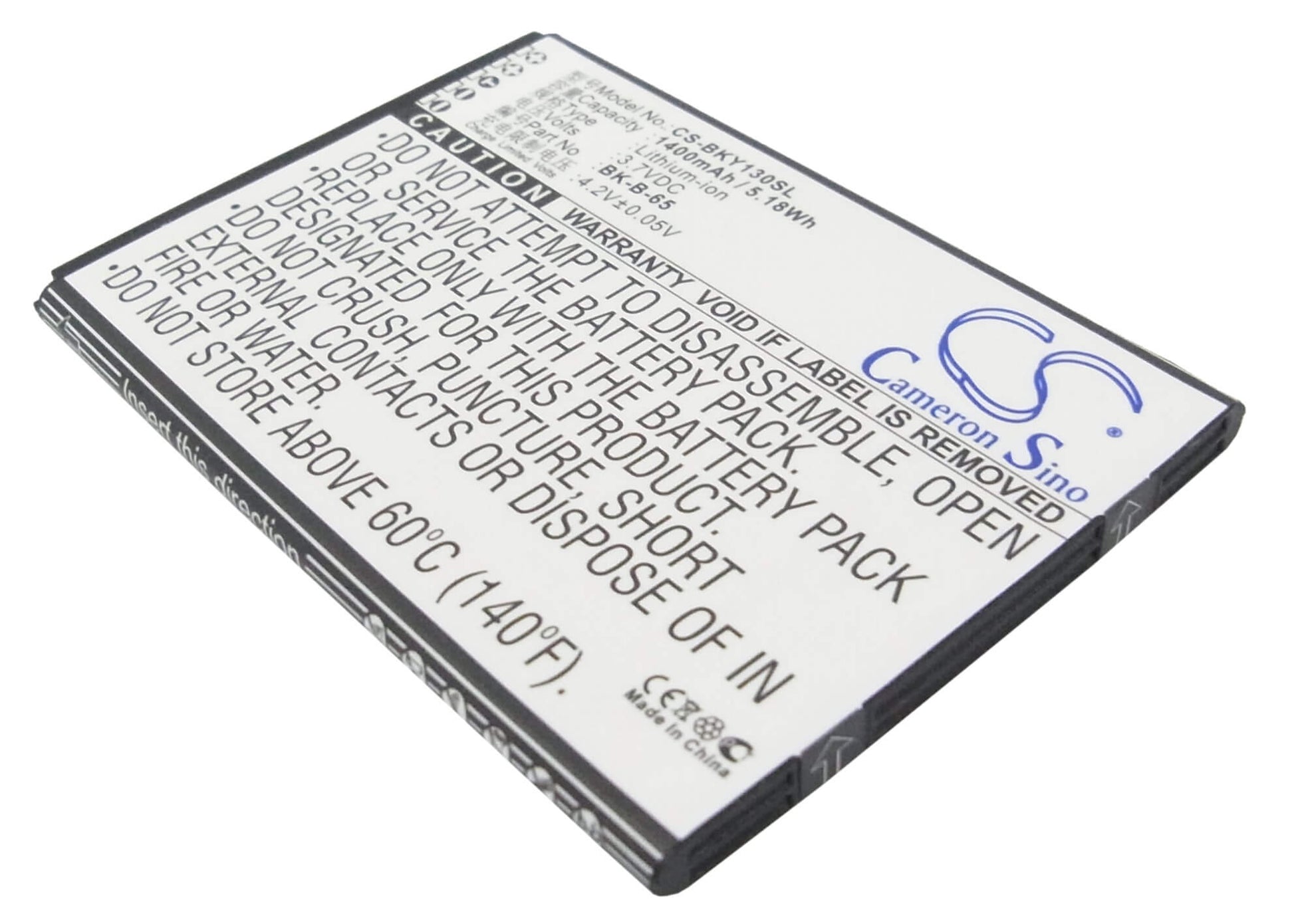 3.7V, 1400mAh, Li-ion Battery fits Bbk, Vivo 15t, Vivo Y13, 5.18Wh