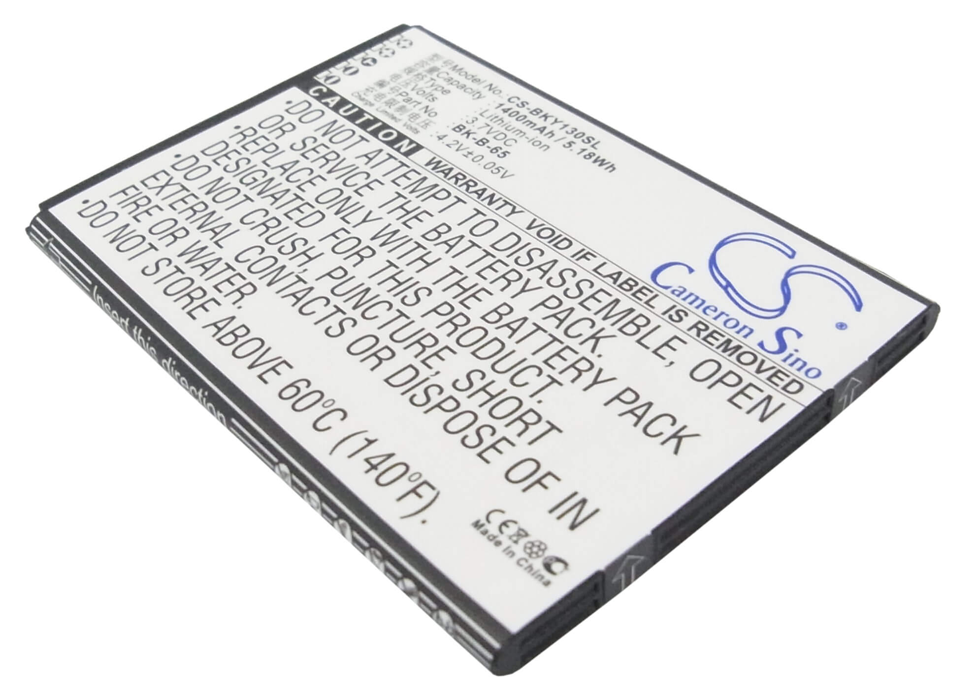3.7V, 1400mAh, Li-ion Battery fits Bbk, Vivo 15t, Vivo Y13, 5.18Wh