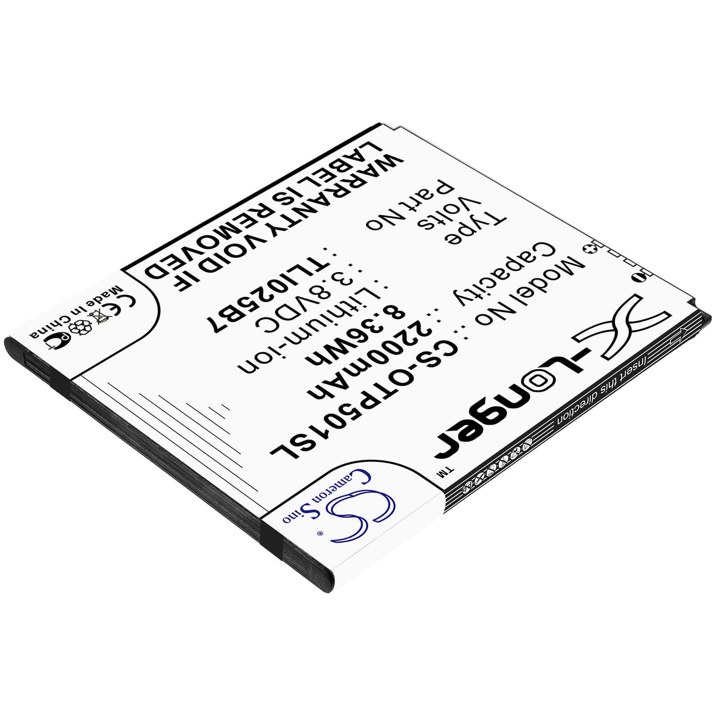 3.8V, 2200mAh, Li-ion Battery fits Alcatel, 5011a, A3 Plus, 8.36Wh