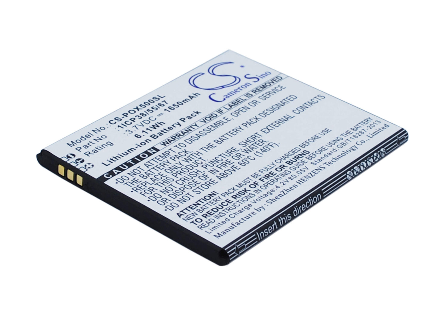 3.7V, 1650mAh, Li-ion Battery fits Navon, Mizu D500, Mizu D501, 6.105Wh