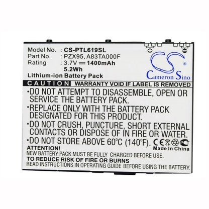 3.7V, 1400mAh, Li-ion Battery fits Pharos, M619, Mercury 619, 5.18Wh