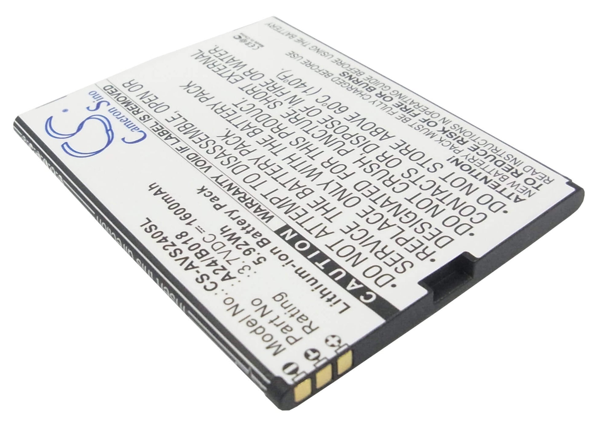 3.7V, 1600mAh, Li-ion Battery fits Avus, 24, A24, 5.92Wh
