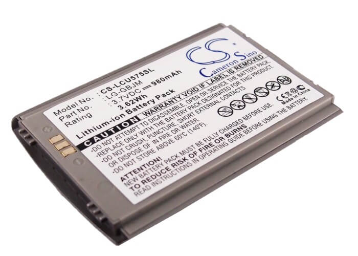 3.7V, 980mAh, Li-ion Battery fits Lg, Cu575, Trax Cu575, 3.626Wh