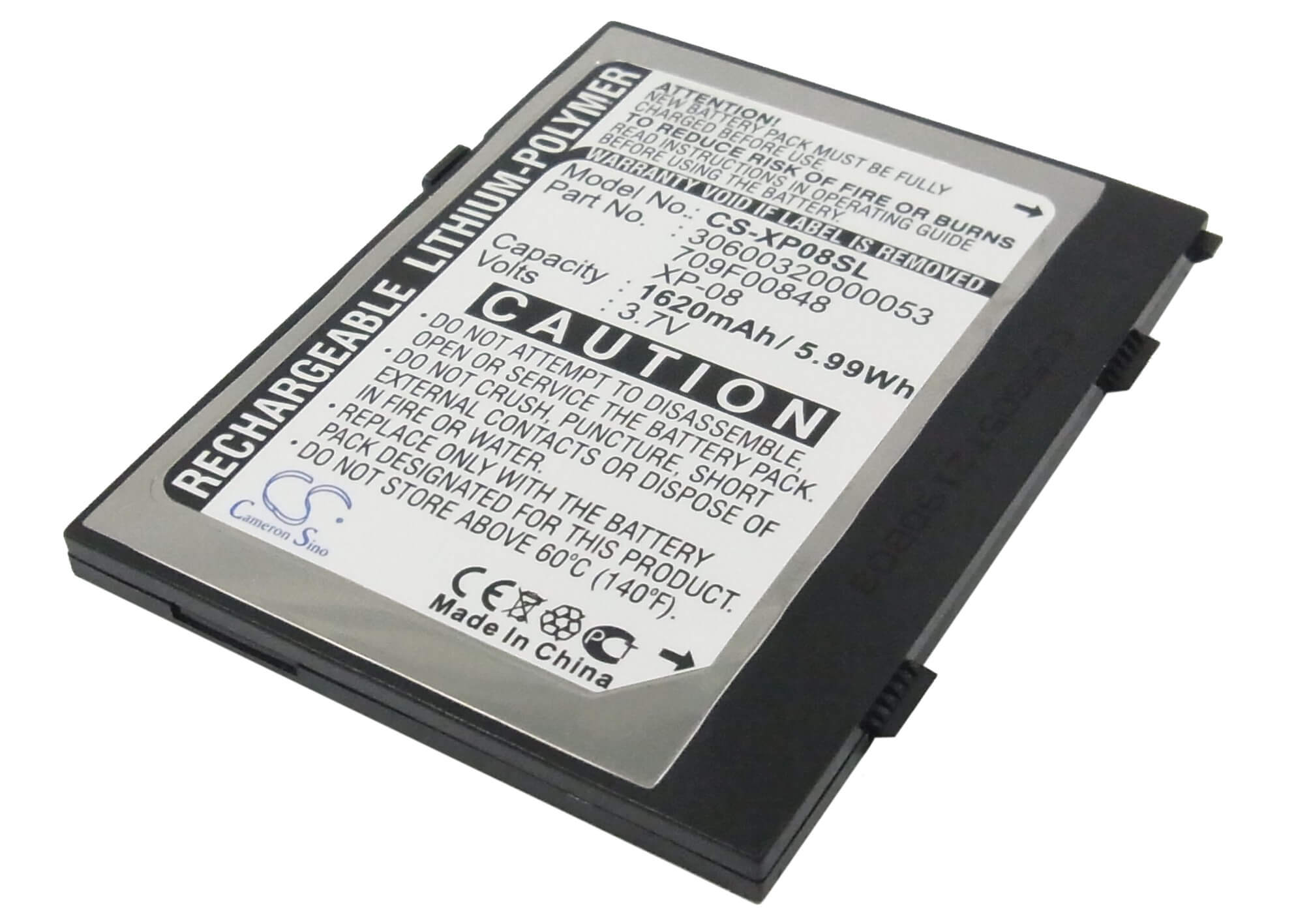 3.7V, 1620mAh, Li-Polymer Battery fits O2, Xda Flame, 5.994Wh