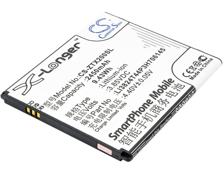 3.85V, 2450mAh, Li-ion Battery fits Zte, Grand X 2, Grand X2, 9.4325Wh