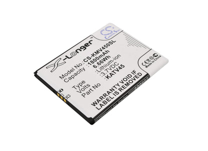 3.7V, 1800mAh, Li-ion Battery fits Kazam, Tv 4.5, 6.66Wh