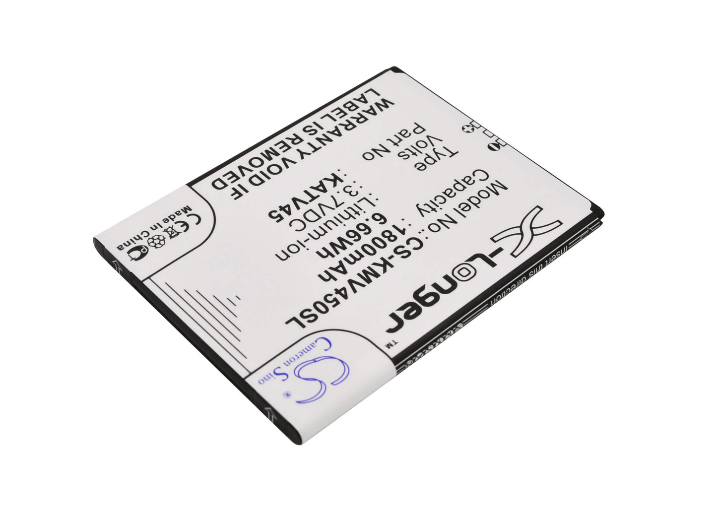 3.7V, 1800mAh, Li-ion Battery fits Kazam, Tv 4.5, 6.66Wh