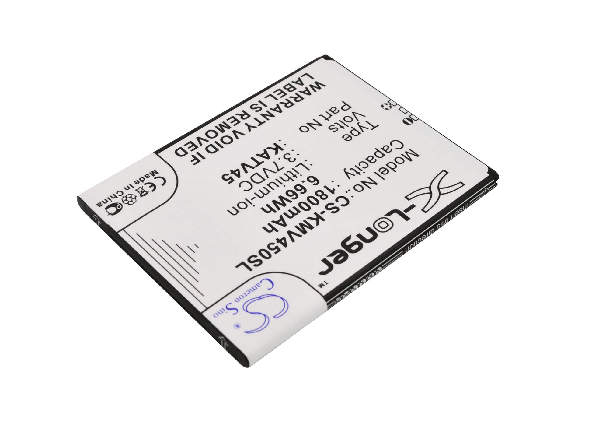 3.7V, 1800mAh, Li-ion Battery fits Kazam, Tv 4.5, 6.66Wh