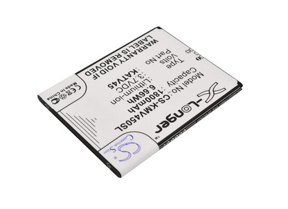 3.7V, 1800mAh, Li-ion Battery fits Kazam, Tv 4.5, 6.66Wh