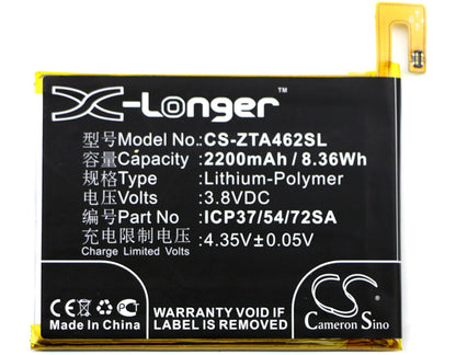 3.8V, 2200mAh, Li-Polymer Battery fits Zte, Blade A310, Blade A462, 8.36Wh