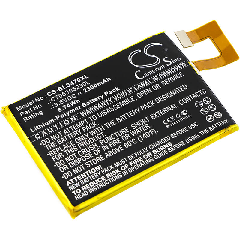 3.8V, 2300mAh, Li-Polymer Battery fits Blu, Selfie S470, 8.74Wh