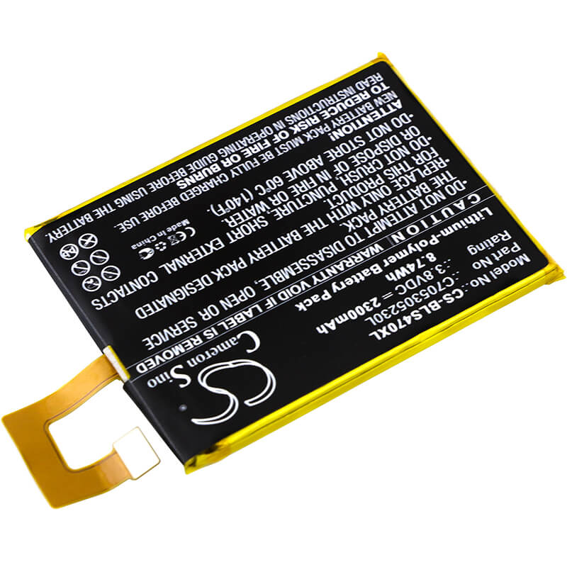 3.8V, 2300mAh, Li-Polymer Battery fits Blu, Selfie S470, 8.74Wh