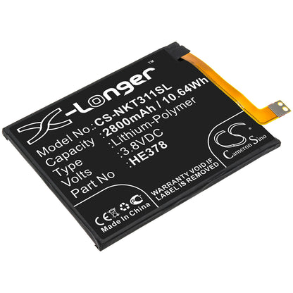 3.8V, 2800mAh, Li-Polymer Battery fits Nokia, 3.1a, Ta1140, 10.64Wh