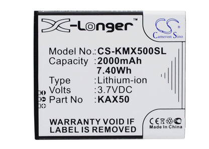 3.7V, 2000mAh, Li-ion Battery fits Kazam, Trooper X5.0, 7.4Wh