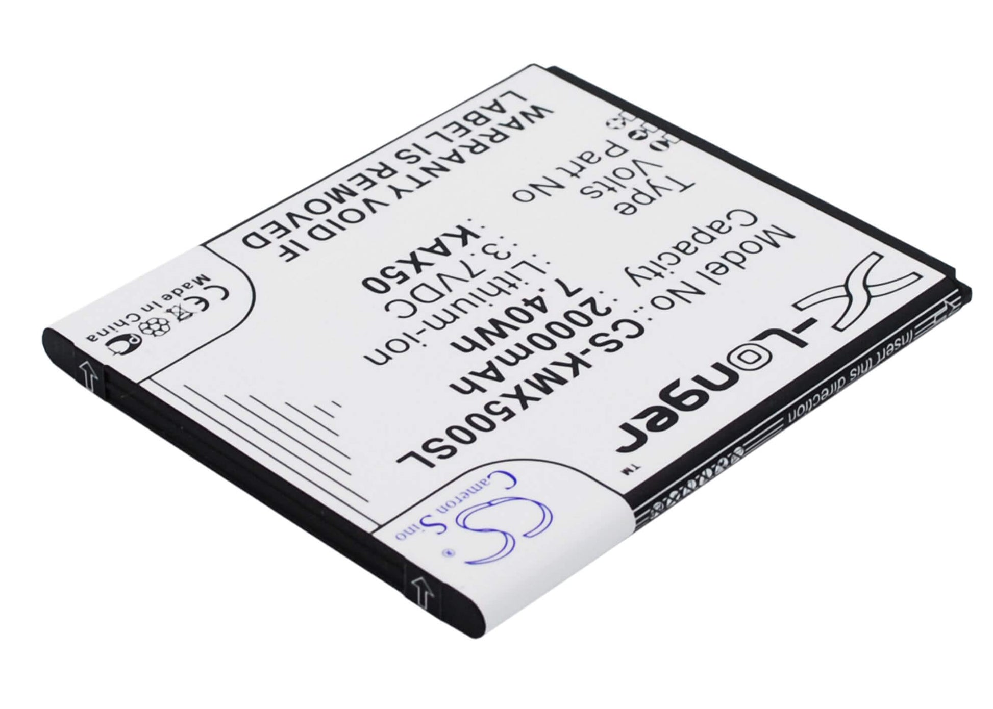 3.7V, 2000mAh, Li-ion Battery fits Kazam, Trooper X5.0, 7.4Wh