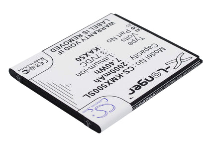 3.7V, 2000mAh, Li-ion Battery fits Kazam, Trooper X5.0, 7.4Wh