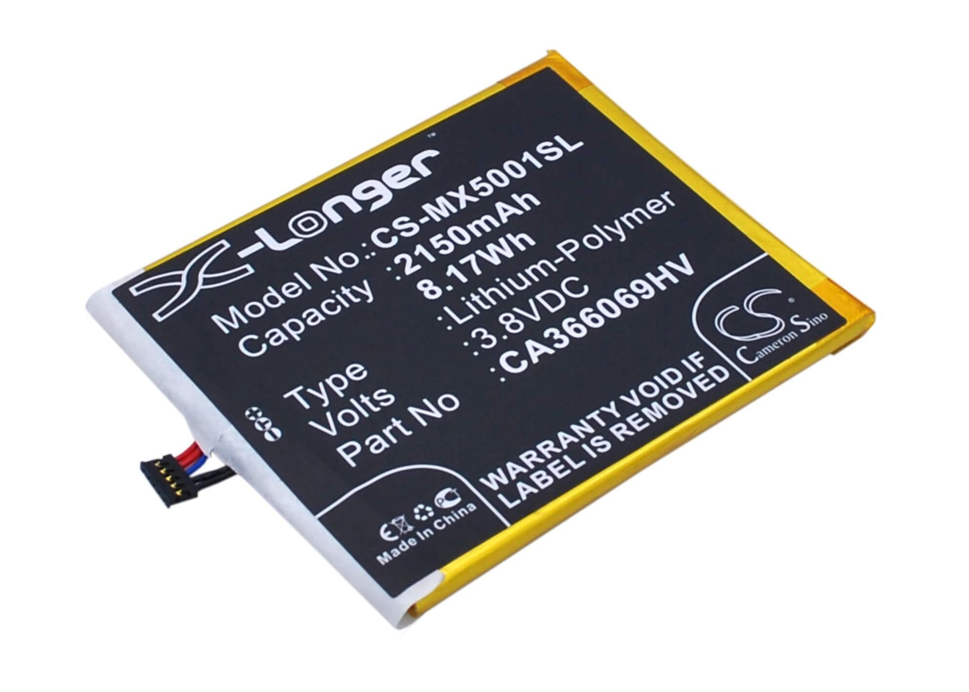 3.8V, 2150mAh, Li-Polymer Battery fits Medion, Life X5001, X5001, 8.17Wh