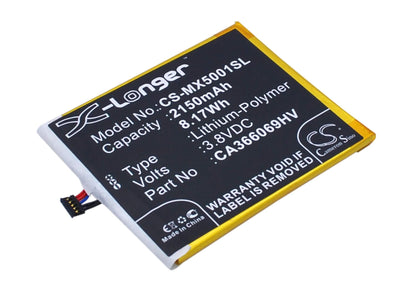 3.8V, 2150mAh, Li-Polymer Battery fits Medion, Life X5001, X5001, 8.17Wh