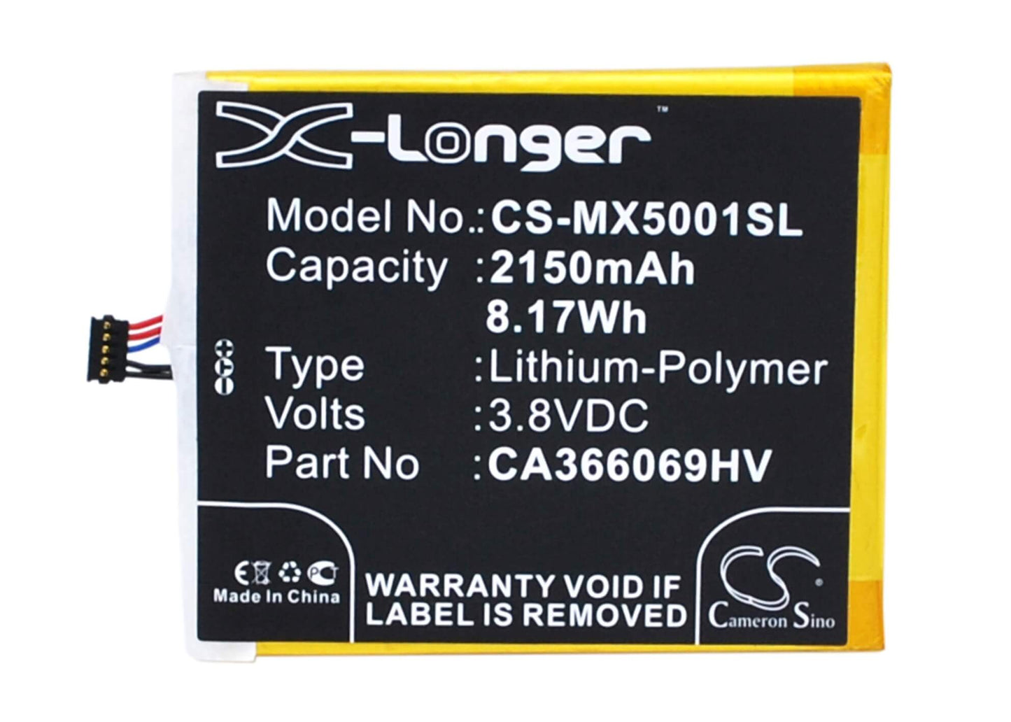 3.8V, 2150mAh, Li-Polymer Battery fits Medion, Life X5001, X5001, 8.17Wh