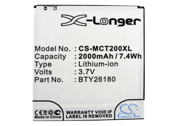 3.7V, 2000mAh, Li-ion Battery fits Mobistel, Cynus T2, Mt-9081w, 7.4Wh