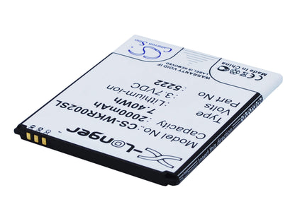 3.7V, 2000mAh, Li-ion Battery fits Wiko, 9669, Freddy, 7.4Wh