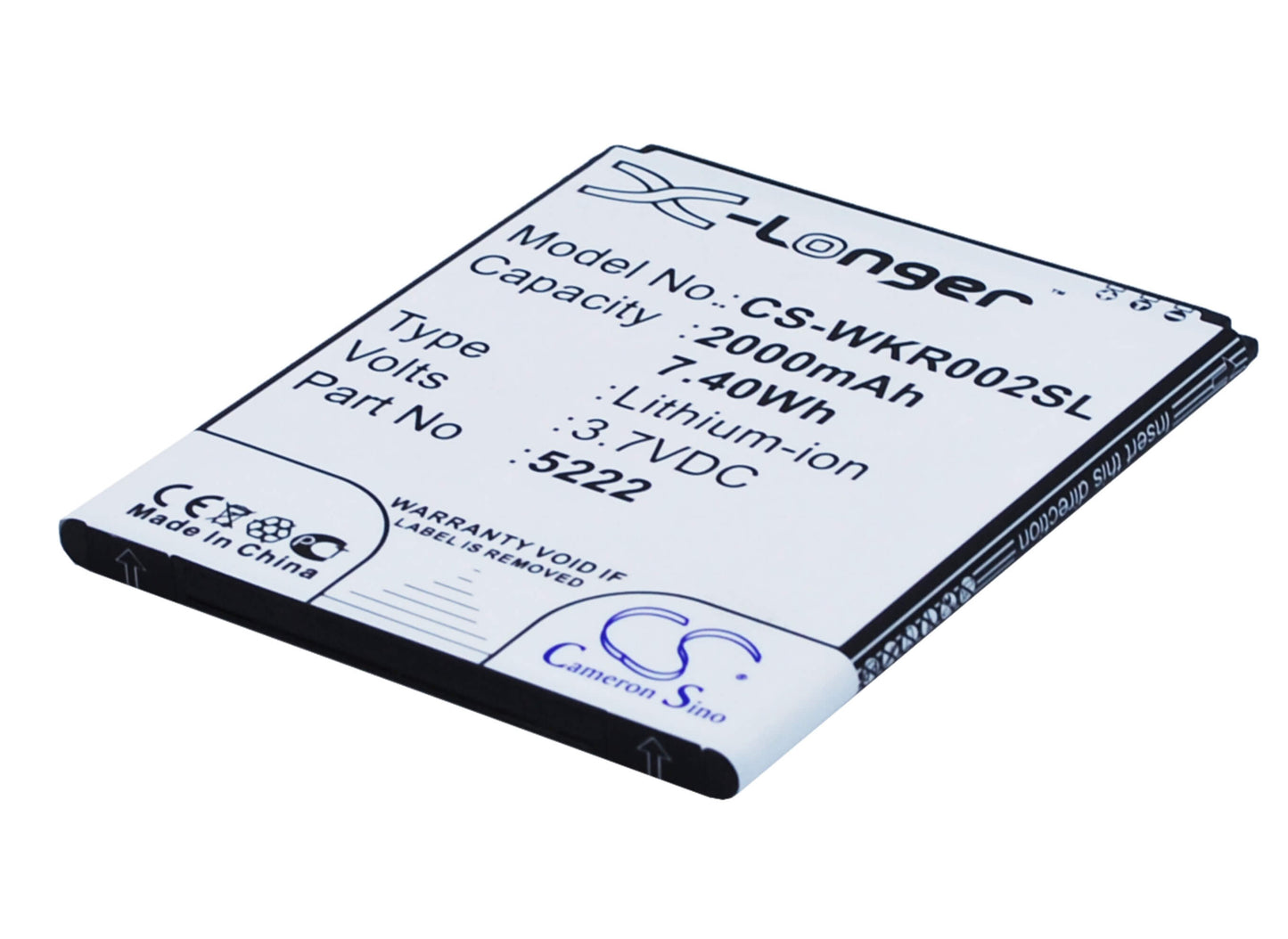 3.7V, 2000mAh, Li-ion Battery fits Wiko, 9669, Freddy, 7.4Wh