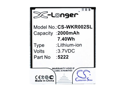 3.7V, 2000mAh, Li-ion Battery fits Wiko, 9669, Freddy, 7.4Wh