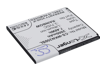 3.7V, 2000mAh, Li-ion Battery fits Wiko, Bloom, M172, 7.4Wh