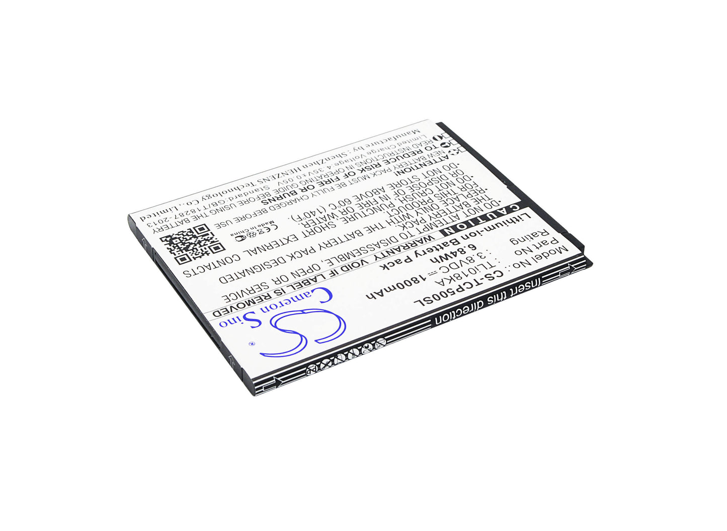 3.8V, 1800mAh, Li-ion Battery fits Tcl, P316l, P500m, 6.84Wh