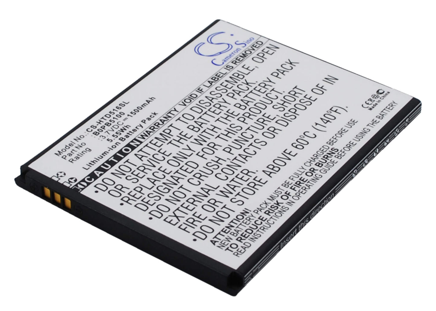 3.7V, 1500mAh, Li-ion Battery fits Htc, D316, D316d, 5.55Wh