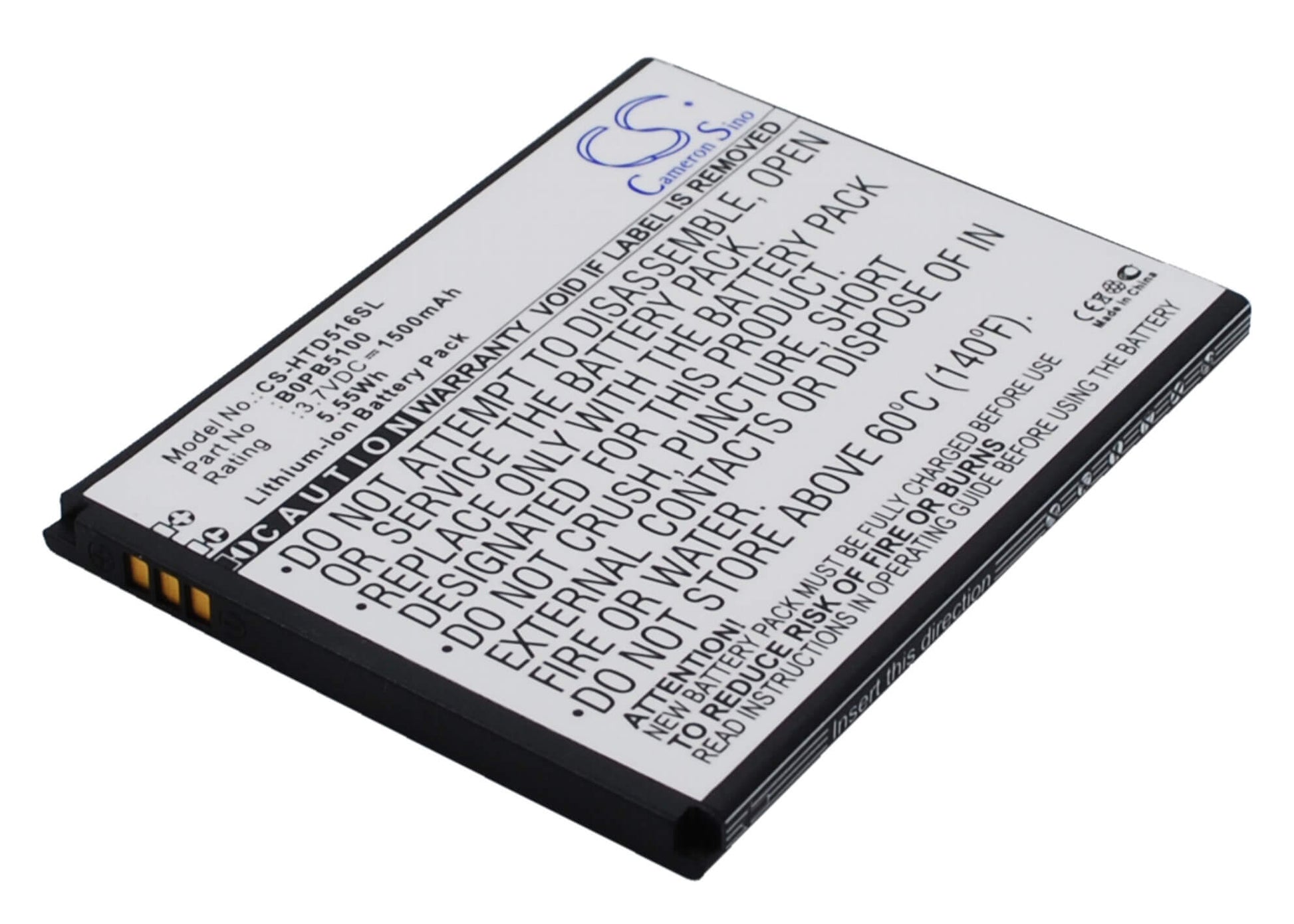 3.7V, 1500mAh, Li-ion Battery fits Htc, D316, D316d, 5.55Wh