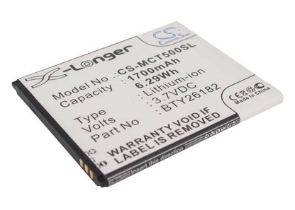 3.7V, 1700mAh, Li-ion Battery fits Mobistel, Cynus T5, Mt-9201b, 6.29Wh