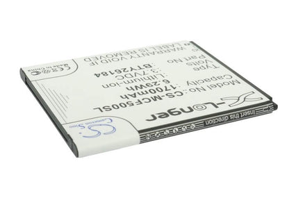 3.7V, 1700mAh, Li-ion Battery fits Mobistel, Cynus F5, Mt-8201b, 6.29Wh